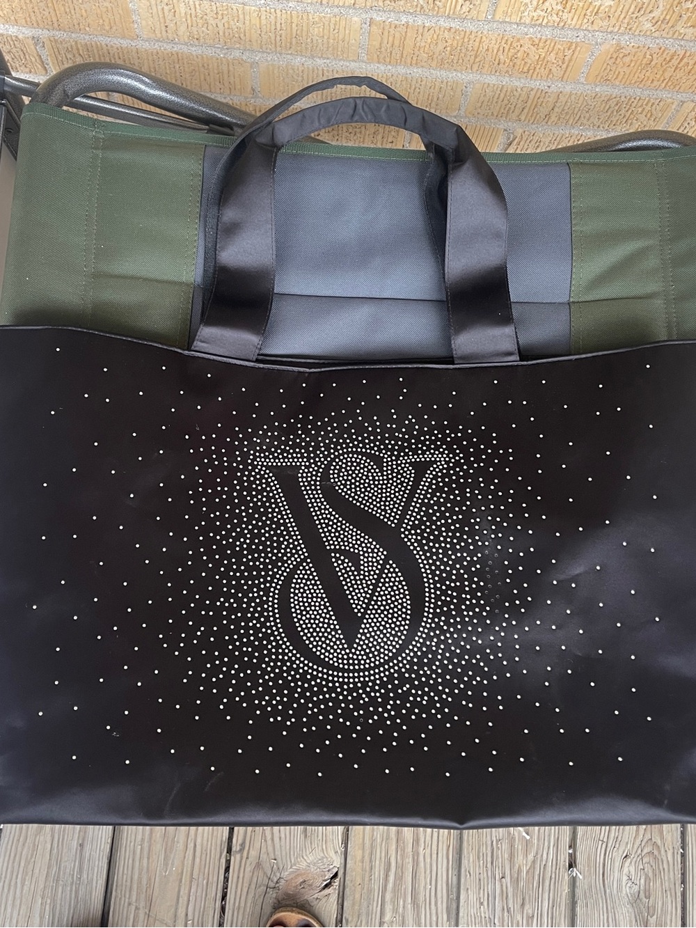 Victoria's Secret Black Tote with Crystal VS Logo